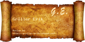 Gröller Erik névjegykártya